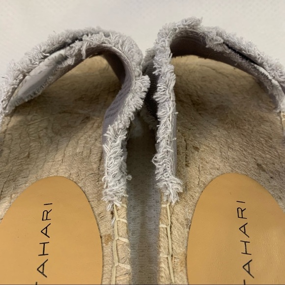 Tahari Saran Criss Cross Fringe Espadrille Slip On Sandal Gray 8 - Picture 6 of 12